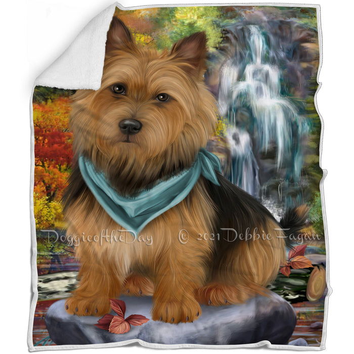 Scenic Waterfall Australian Terrier Dog Blanket BLNKT67449