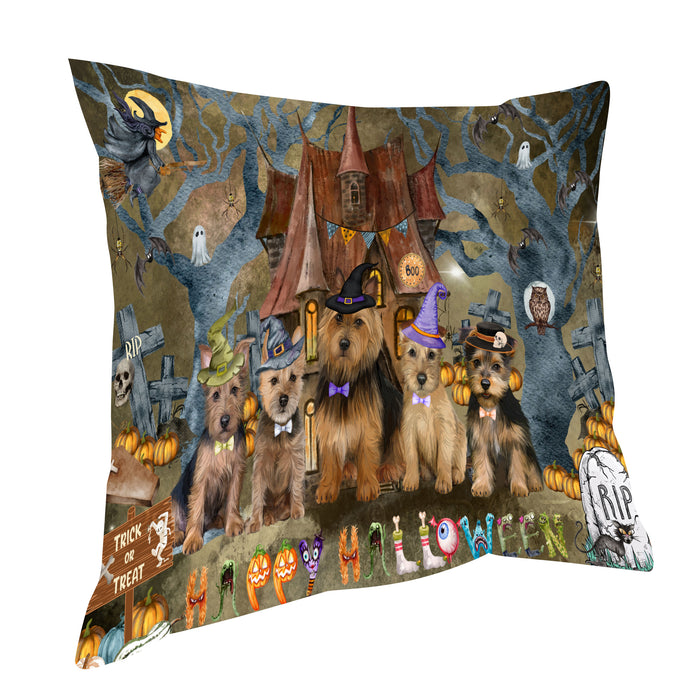 Australian Terrier Pillow, Cushion Throw Pillows for Sofa Couch Bed, Explore a Variety of Designs, Custom, Personalized, Dog and Pet Lovers Gift