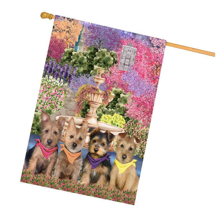 Australian Terrier Dogs House Flag: Explore a Variety of Designs, Weather Resistant, Double-Sided, Custom, Personalized, Home Outdoor Yard Decor for Dog and Pet Lovers