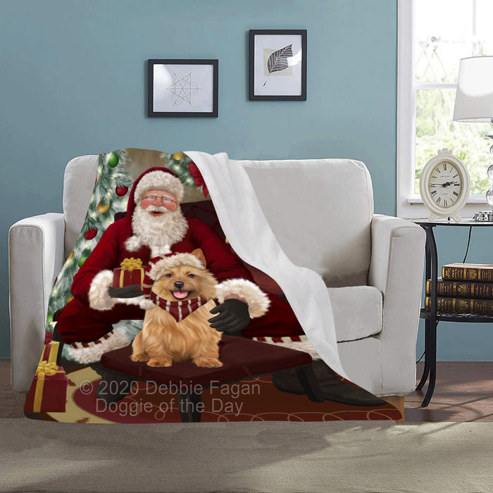 Santa's Christmas Surprise Australian Terrier Dog Blanket BLNKT142078