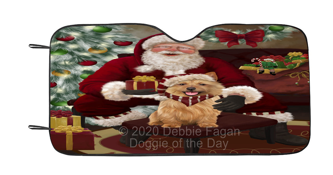 Santa's Christmas Surprise Australian Terrier Dog Car Sun Shade Cover Curtain