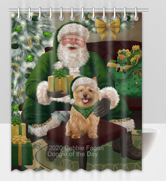 Christmas Irish Santa with Gift and Australian Terrier Dog Shower Curtain Bathroom Accessories Decor Bath Tub Screens SC110