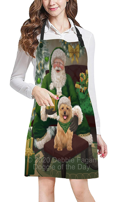 Christmas Irish Santa with Gift and Australian Terrier Dog Apron Apron-48276