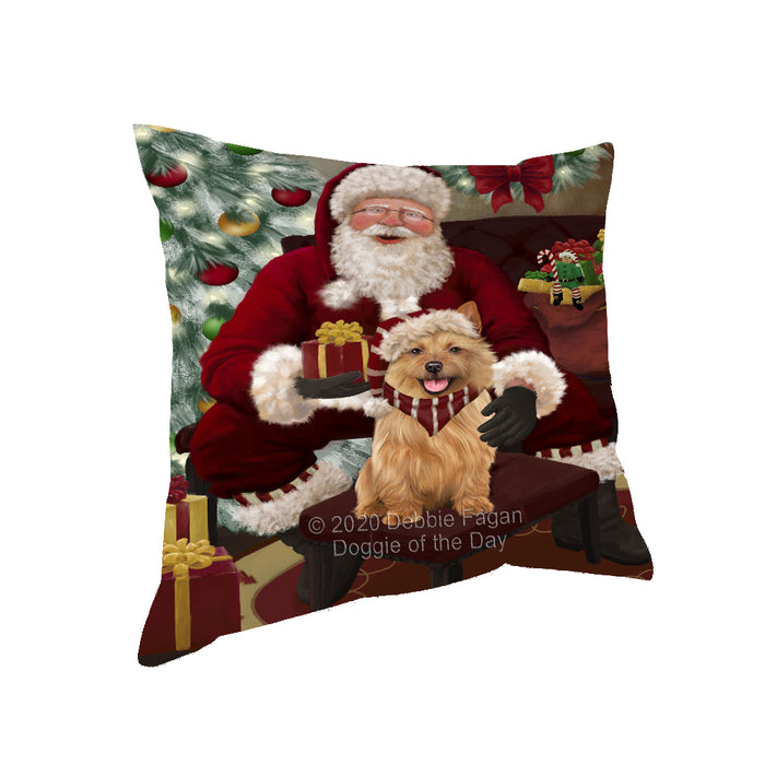 Santa's Christmas Surprise Australian Terrier Dog Pillow PIL87076