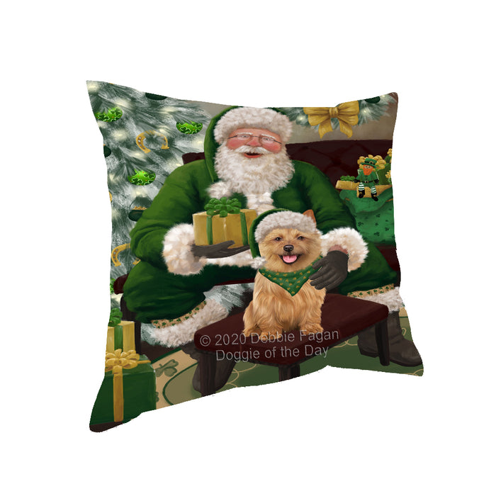 Christmas Irish Santa with Gift and American Staffordshire Dog Pillow PIL86680