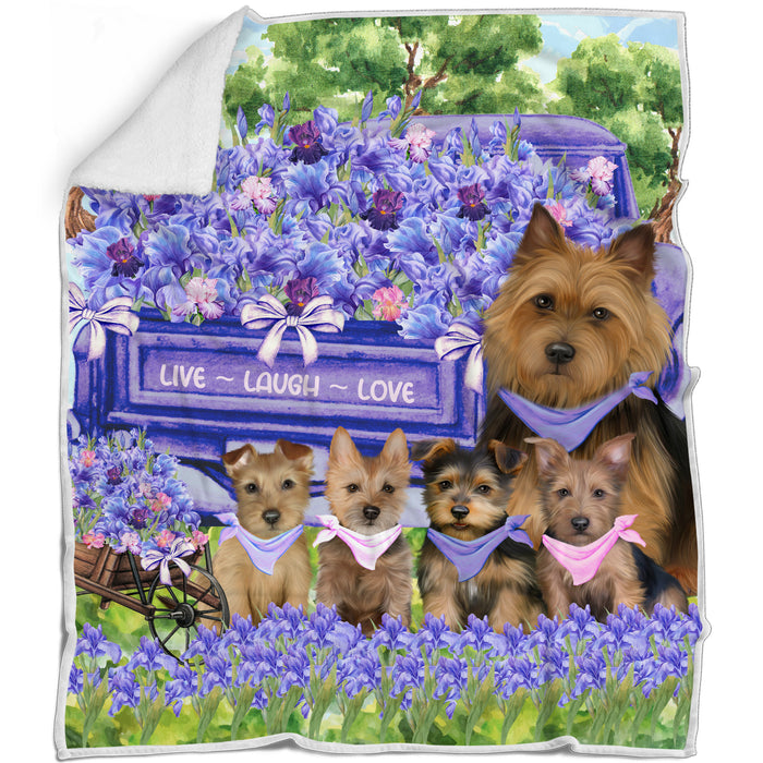 Australian Terrier Bed Blanket, Explore a Variety of Designs, Personalized, Throw Sherpa, Fleece and Woven, Custom, Soft and Cozy, Dog Gift for Pet Lovers