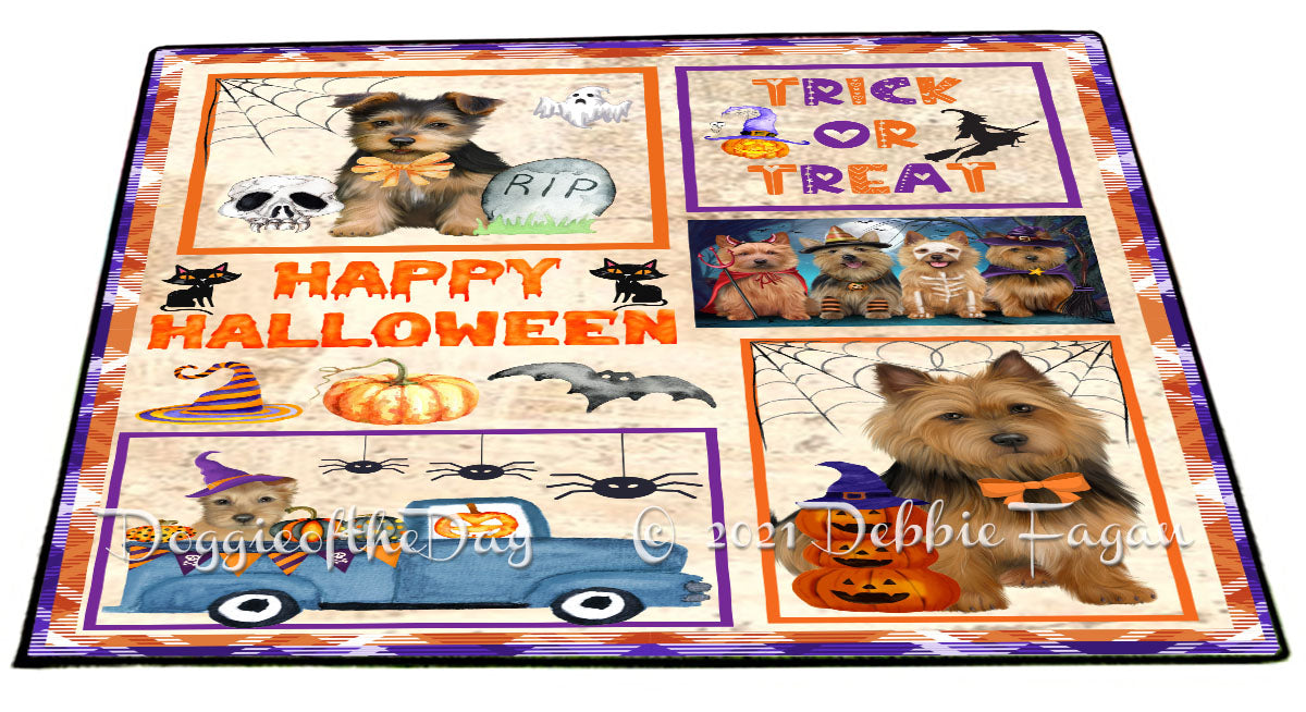 Happy Halloween Trick or Treat Australian Terrier Dogs Indoor/Outdoor Welcome Floormat - Premium Quality Washable Anti-Slip Doormat Rug FLMS57991