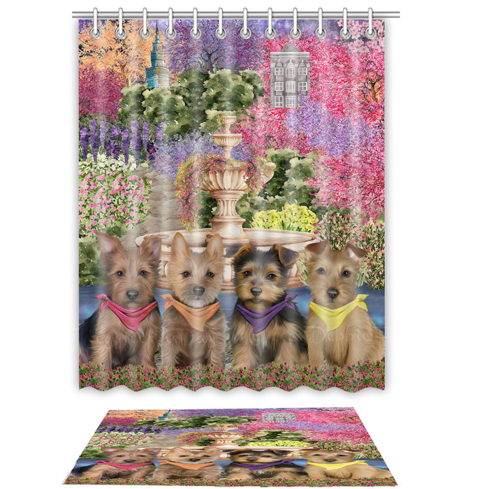 Australian Terrier Shower Curtain with Bath Mat Set: Explore a Variety of Designs, Personalized, Custom, Curtains and Rug Bathroom Decor, Dog and Pet Lovers Gift