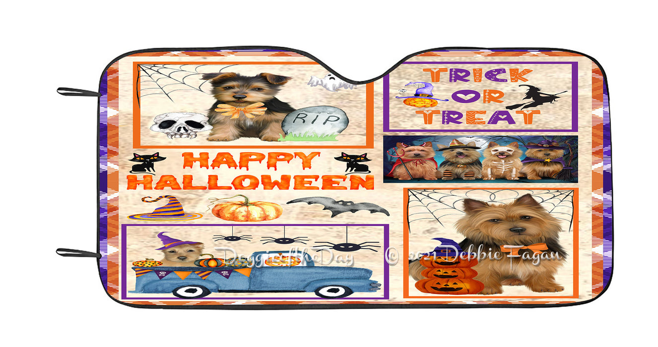 Happy Halloween Trick or Treat Australian Terrier Dogs Car Sun Shade Cover Curtain