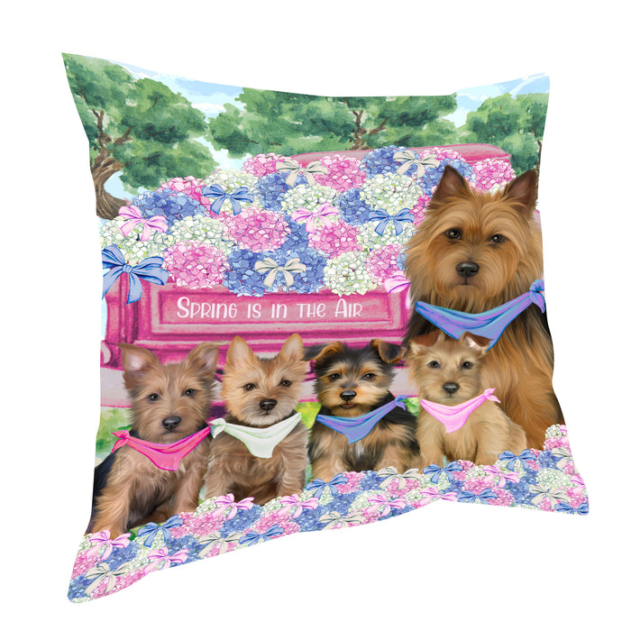 Australian Terrier Throw Pillow: Explore a Variety of Designs, Cushion Pillows for Sofa Couch Bed, Personalized, Custom, Dog Lover's Gifts