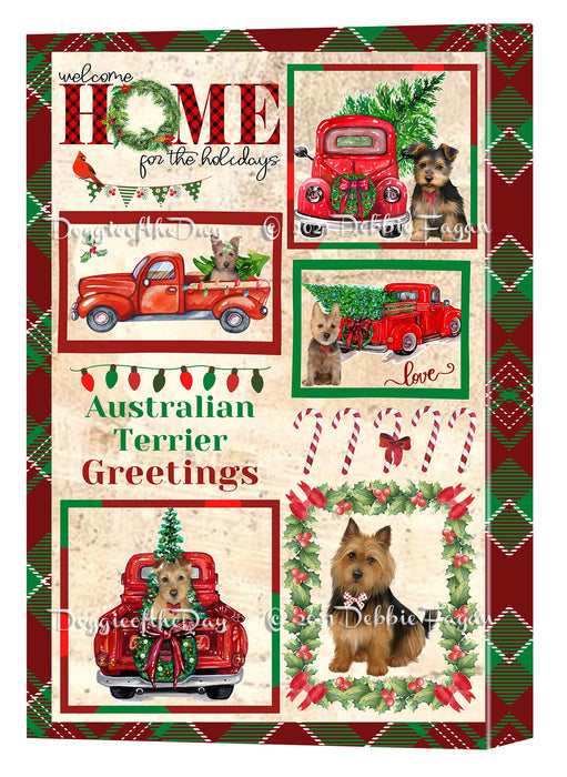 Welcome Home for Christmas Holidays Australian Terrier Dogs Canvas Wall Art Decor - Premium Quality Canvas Wall Art for Living Room Bedroom Home Office Decor Ready to Hang CVS149237