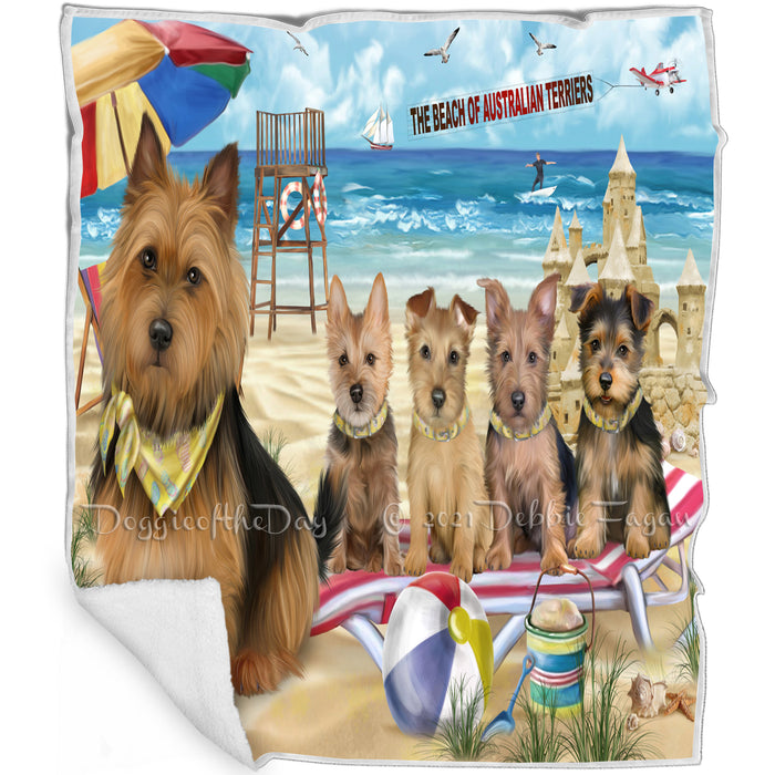Pet Friendly Beach Australian Terriers Dog Blanket BLNKT65433