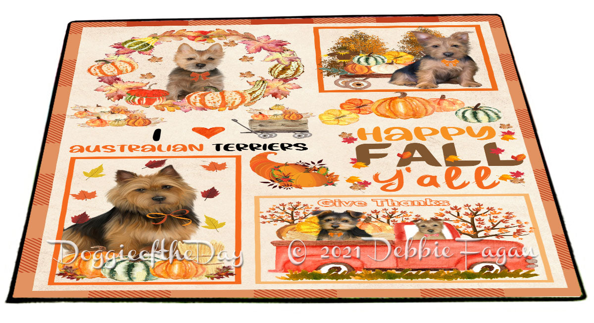 Happy Fall Y'all Pumpkin Australian Terrier Dogs Indoor/Outdoor Welcome Floormat - Premium Quality Washable Anti-Slip Doormat Rug FLMS58531