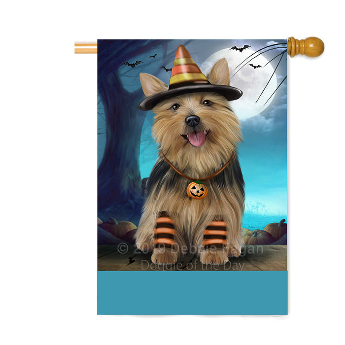 Personalized Happy Halloween Trick or Treat Australian Terrier Dog Candy Corn Custom House Flag FLG64087