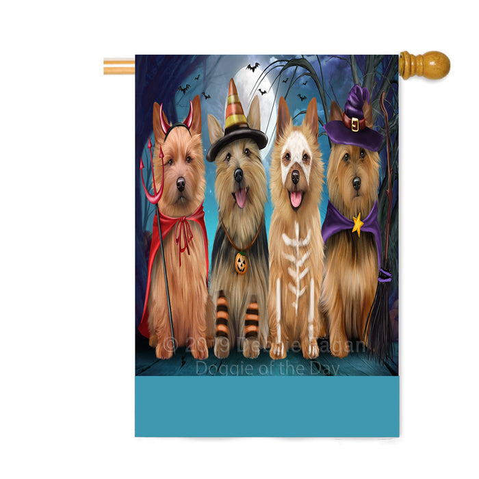 Personalized Happy Halloween Trick or Treat Australian Terrier Dogs Custom House Flag FLG64032