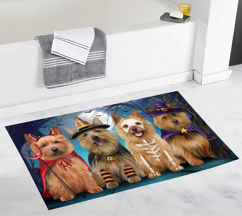 Halloween Trick or Teat Australian Terrier Dogs Bath Mat