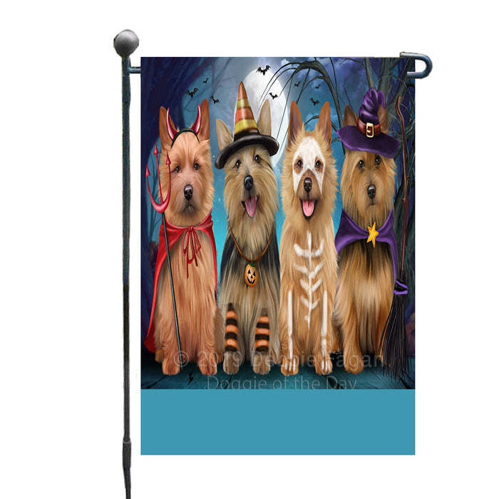 Personalized Happy Halloween Trick or Treat Australian Terrier Dogs Custom Garden Flag GFLG64341