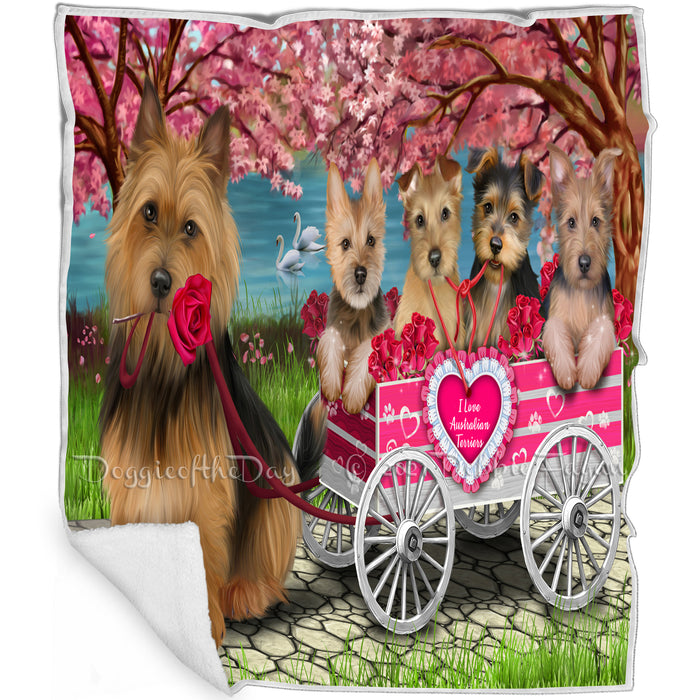 I Love Australian Terriers Dog in a Cart Blanket BLNKT49287