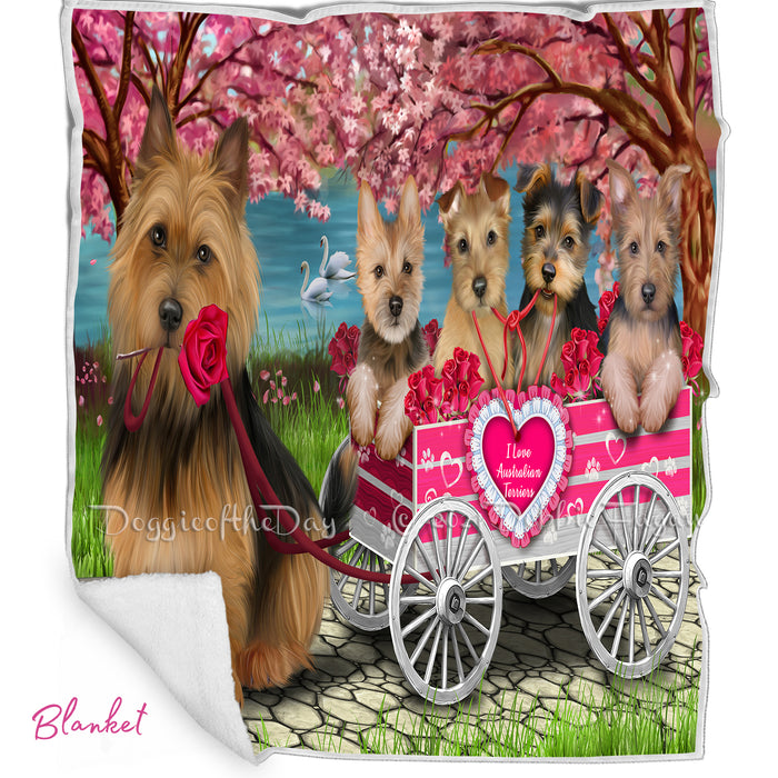 Mother's Day Gift Basket Australian Terrier Dogs Blanket, Pillow, Coasters, Magnet, Coffee Mug and Ornament