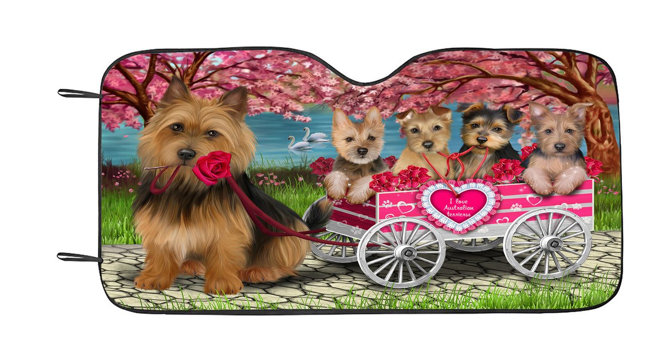 I Love Australian Terrier Dogs in a Cart Car Sun Shade