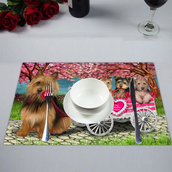 I Love Australian Terrier Dogs in a Cart Placemat