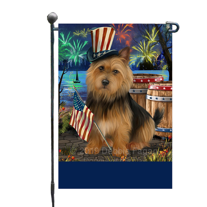 Personalized 4th of July Firework Australian Terrier Dog Custom Garden Flags GFLG-DOTD-A57758
