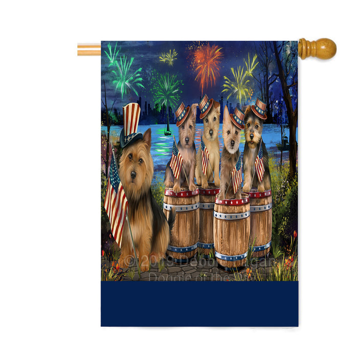 Personalized 4th of July Firework Australian Terrier Dogs Custom House Flag FLG-DOTD-A57815