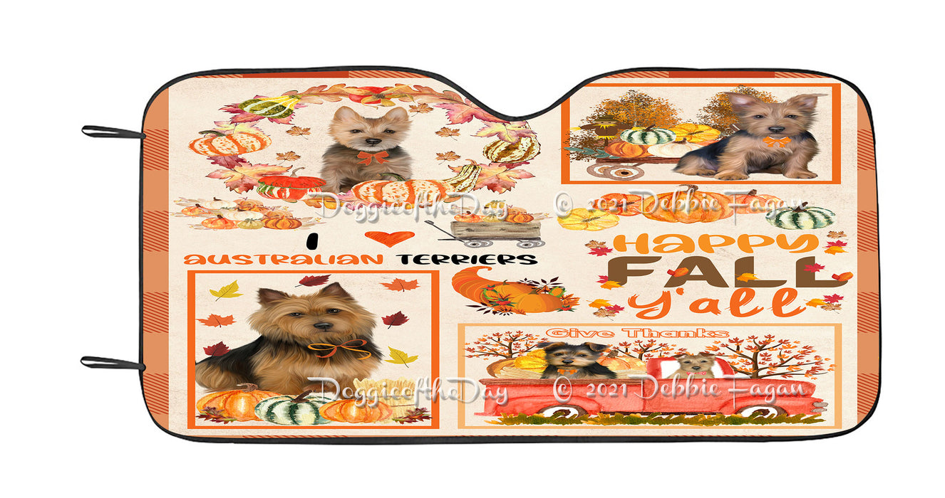 Happy Fall Y'all Pumpkin Australian Terrier Dogs Car Sun Shade Cover Curtain