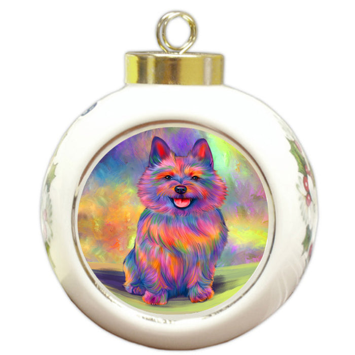 Paradise Wave Australian terrier Dog Round Ball Christmas Ornament RBPOR57046