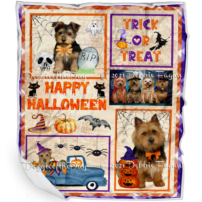 Happy Halloween Trick or Treat Australian Terrier Dogs Blanket BLNKT143713
