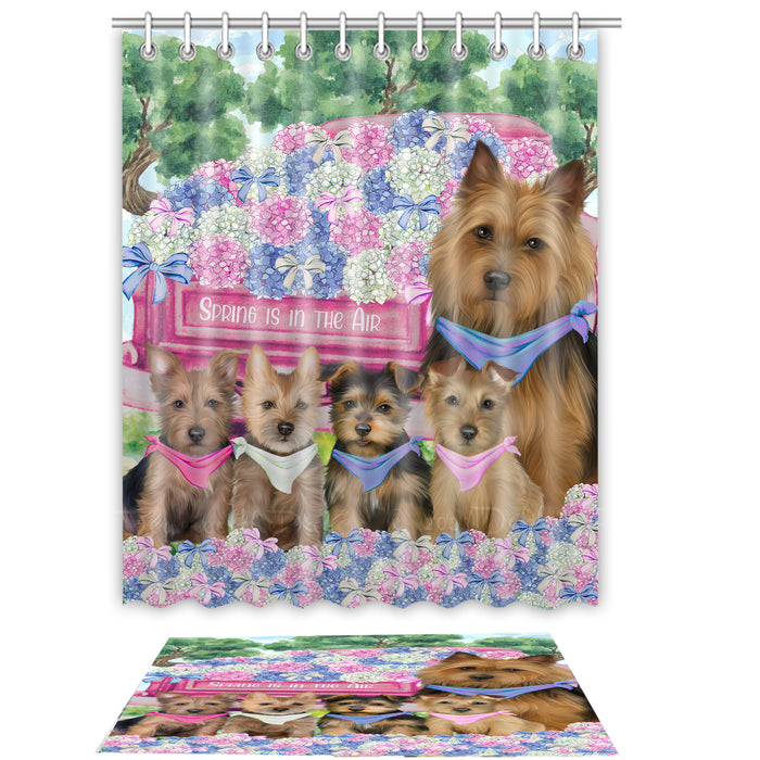 Australian Terrier Shower Curtain with Bath Mat Set: Explore a Variety of Designs, Personalized, Custom, Curtains and Rug Bathroom Decor, Dog and Pet Lovers Gift