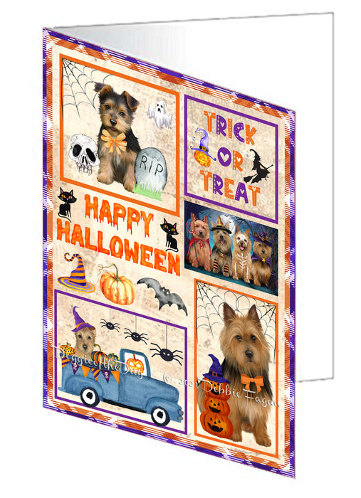 Happy Halloween Trick or Treat Basset Hound Dogs Handmade Artwork Assorted Pets Greeting Cards and Note Cards with Envelopes for All Occasions and Holiday Seasons GCD76397