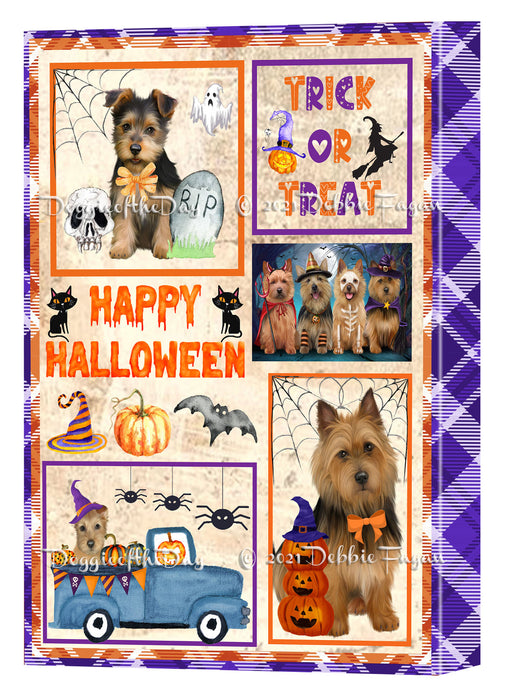 Happy Halloween Trick or Treat Australian Terrier Dogs Canvas Wall Art Decor - Premium Quality Canvas Wall Art for Living Room Bedroom Home Office Decor Ready to Hang CVS150200
