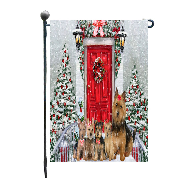 Christmas Holiday Welcome Australian Terrier Dogs Garden Flags- Outdoor Double Sided Garden Yard Porch Lawn Spring Decorative Vertical Home Flags 12 1/2"w x 18"h