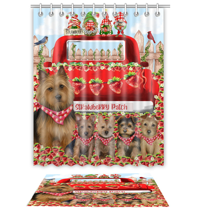 Australian Terrier Shower Curtain & Bath Mat Set - Explore a Variety of Personalized Designs - Custom Rug and Curtains with hooks for Bathroom Decor - Pet and Dog Lovers Gift