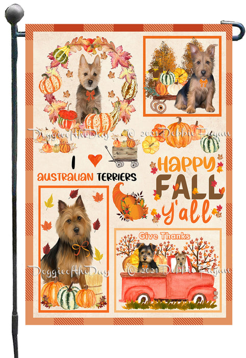 Happy Fall Y'all Pumpkin Australian Terrier Dogs Garden Flags- Outdoor Double Sided Garden Yard Porch Lawn Spring Decorative Vertical Home Flags 12 1/2"w x 18"h