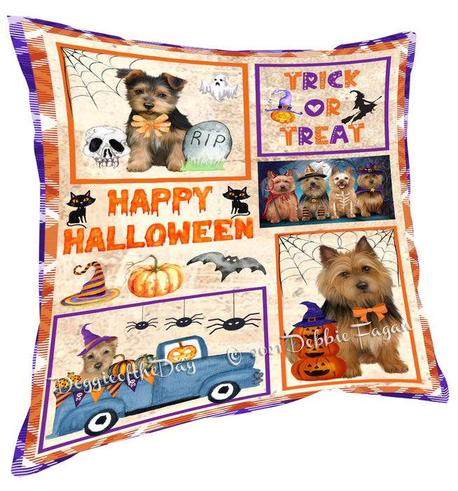 Happy Halloween Trick or Treat Australian Terrier Dogs Pillow with Top Quality High-Resolution Images - Ultra Soft Pet Pillows for Sleeping - Reversible & Comfort - Ideal Gift for Dog Lover - Cushion for Sofa Couch Bed - 100% Polyester
