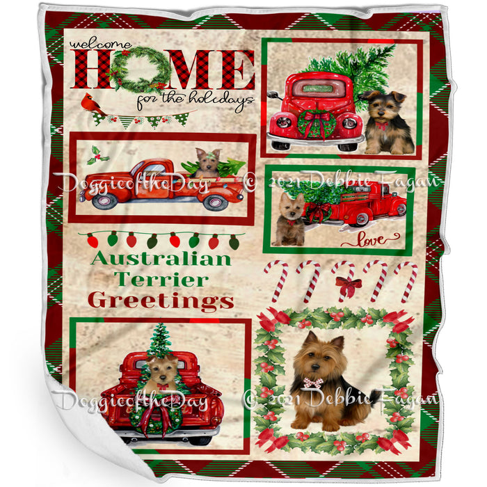 Welcome Home for Christmas Holidays Australian Terrier Dogs Blanket BLNKT71806
