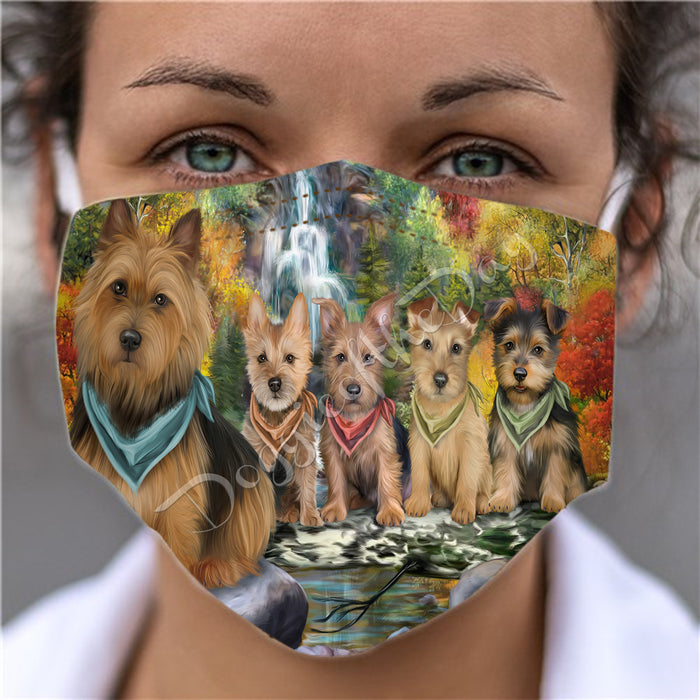 Scenic Waterfall Australian Terrier Dogs Face Mask FM49268