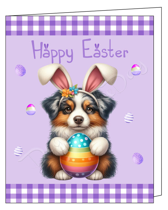 Australian Shepherd Dog Easter Day Greeting Cards and Note Cards with Envelope - Easter Invitation Card with Multi Design Pack