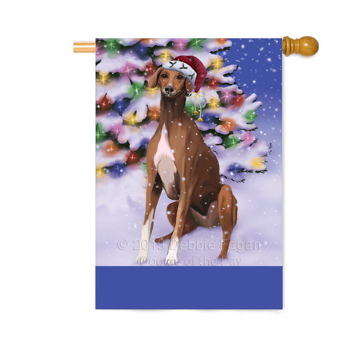 Personalized Winterland Wonderland Azawakh Dog In Christmas Holiday Scenic Background Custom House Flag FLG-DOTD-A61277