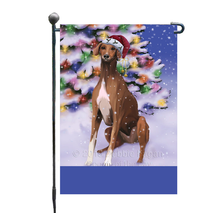 Personalized Winterland Wonderland Azawakh Dog In Christmas Holiday Scenic Background Custom Garden Flags GFLG-DOTD-A61221
