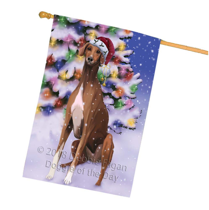 Winterland Wonderland Azawakh Dog In Christmas Holiday Scenic Background House Flag FLG56110
