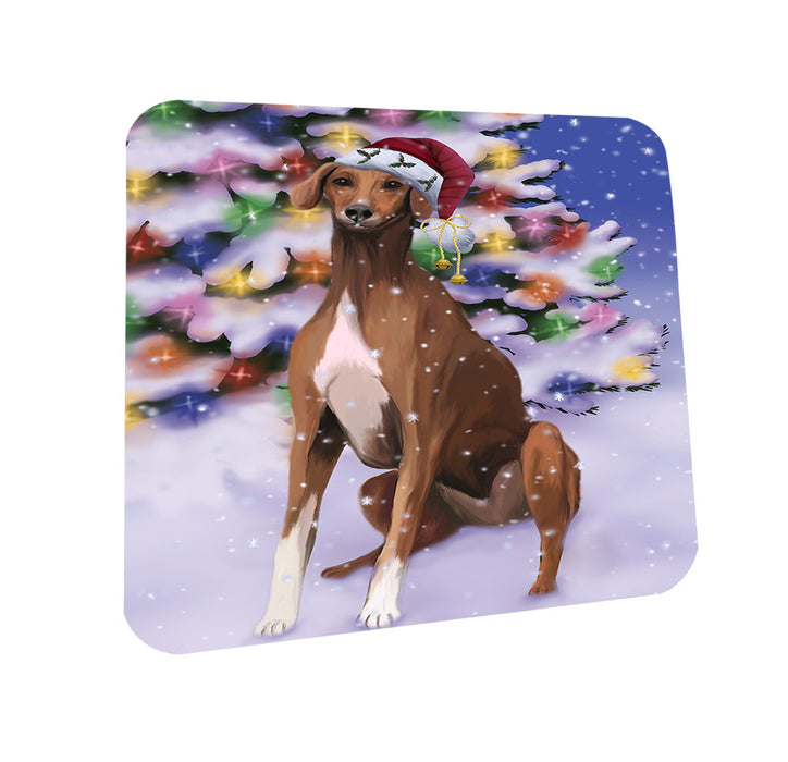 Winterland Wonderland Azawakh Dog In Christmas Holiday Scenic Background Coasters Set of 4 CST55639