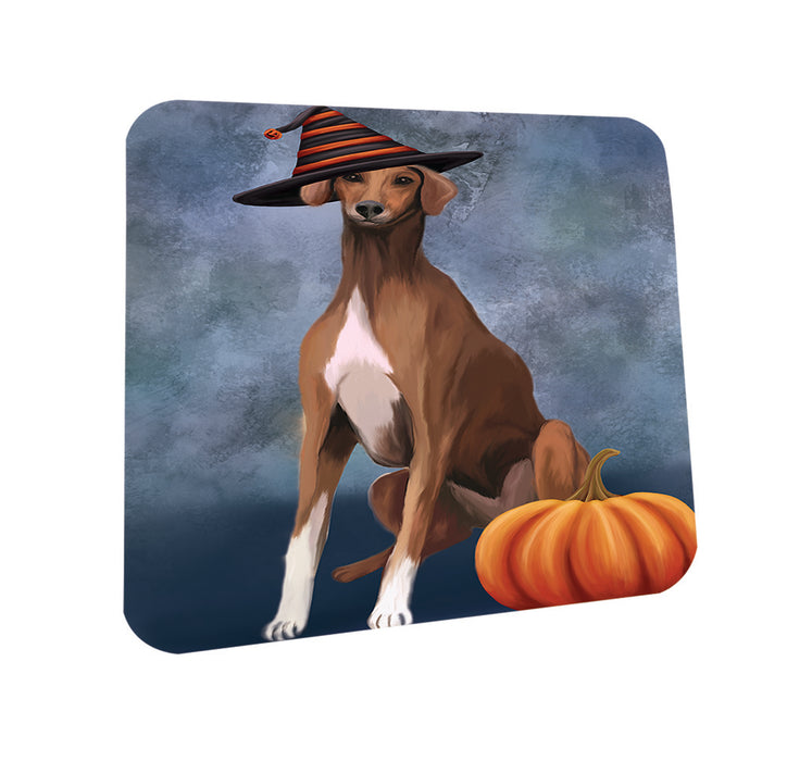 Happy Halloween Azawakh Dog Wearing Witch Hat with Pumpkin Coasters Set of 4 CST54819
