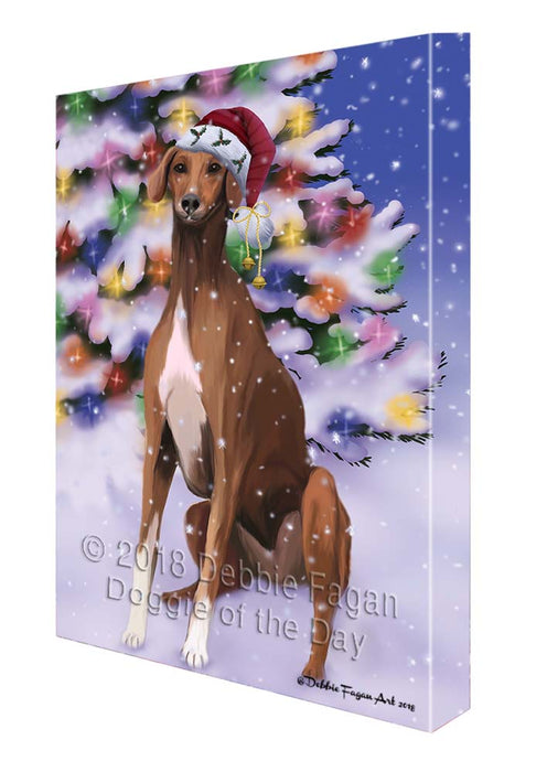 Winterland Wonderland Azawakh Dog In Christmas Holiday Scenic Background Canvas Print Wall Art Décor CVS121058