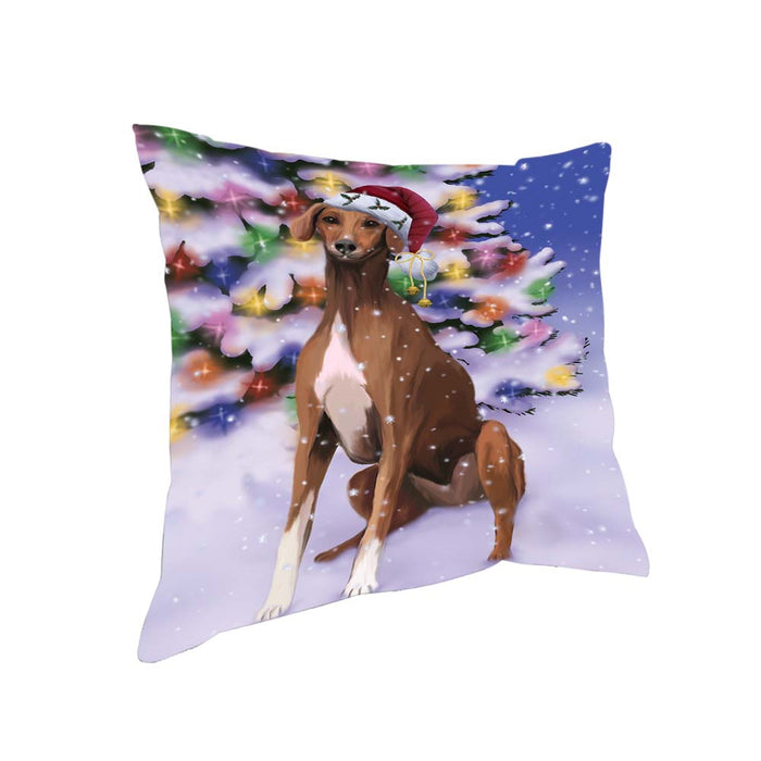 Winterland Wonderland Azawakh Dog In Christmas Holiday Scenic Background Pillow PIL71652
