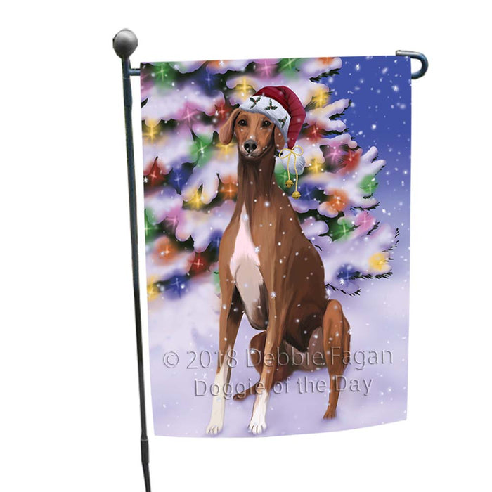 Winterland Wonderland Azawakh Dog In Christmas Holiday Scenic Background Garden Flag GFLG55974