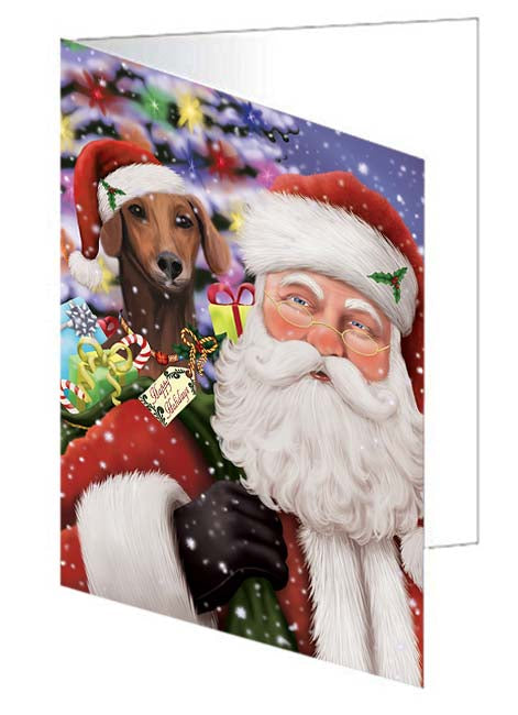 Santa Carrying Azawakh Dog and Christmas Presents Handmade Artwork Assorted Pets Greeting Cards and Note Cards with Envelopes for All Occasions and Holiday Seasons GCD70961