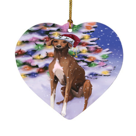 Winterland Wonderland Azawakh Dog In Christmas Holiday Scenic Background Heart Christmas Ornament HPOR56037